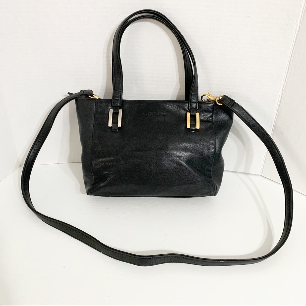 Liz Claiborne Leather Crossbody Top Handle Shoulder Bag Brass Toned Hardware🖤💛